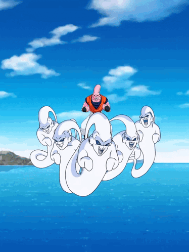 Man Riding on Back of White Ghosts