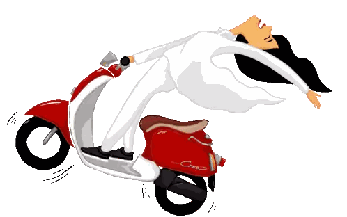 Man Riding Red Cruz Scooter