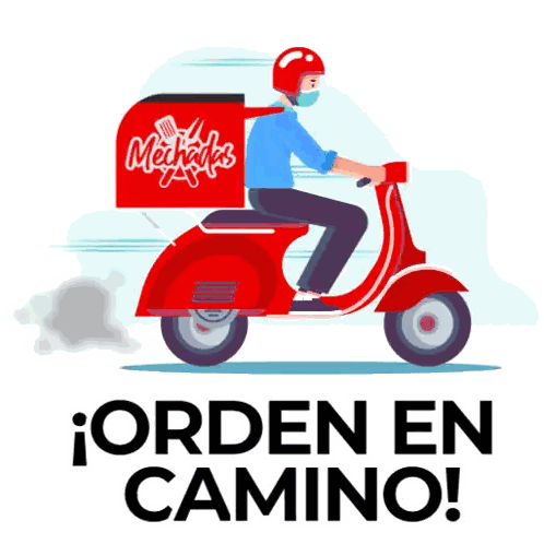 Man Riding Red Scooter with Micholas Box