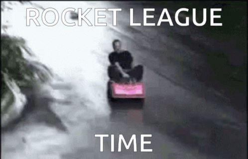 Man Riding Rocket League Sled Down Hill GIF