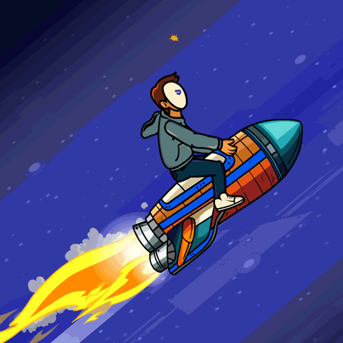Man Riding Rocket Saying To The Moon