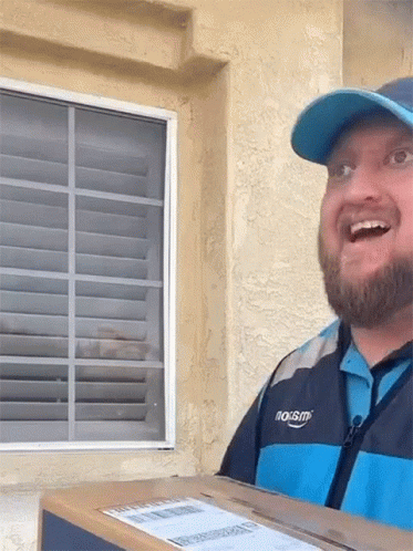 Man Riding Scooter With Box And Fast Free Delivery Sign GIF