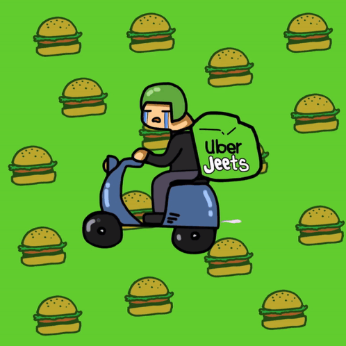 Man Riding Scooter With Uber Eats Bag