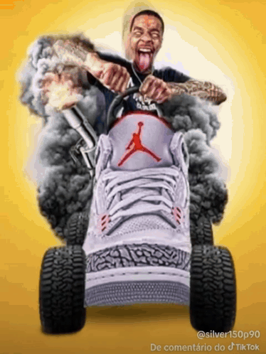 Man Riding Shoe Lawn Mower