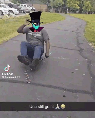 Man Riding Skateboard With Cartoon Character