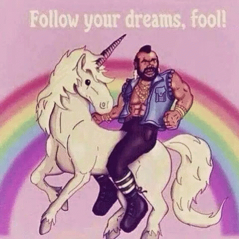 Man Riding Unicorn On Rainbow GIF