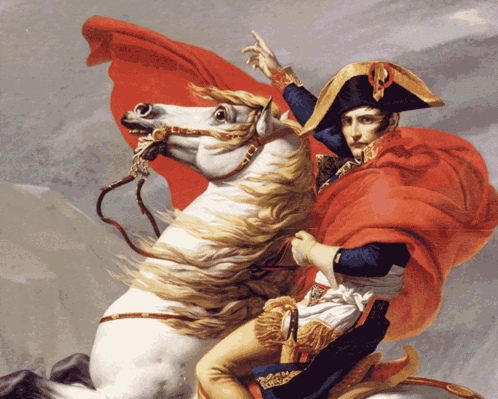 Man Riding White Horse With Red Cape GIF