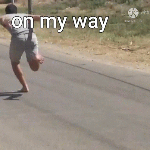 Man Running Down Road On My Way
