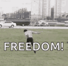 Man Running in Field with Freedom