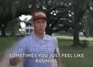Man Running in Park Saying Sometimes You Just Feel Like Running