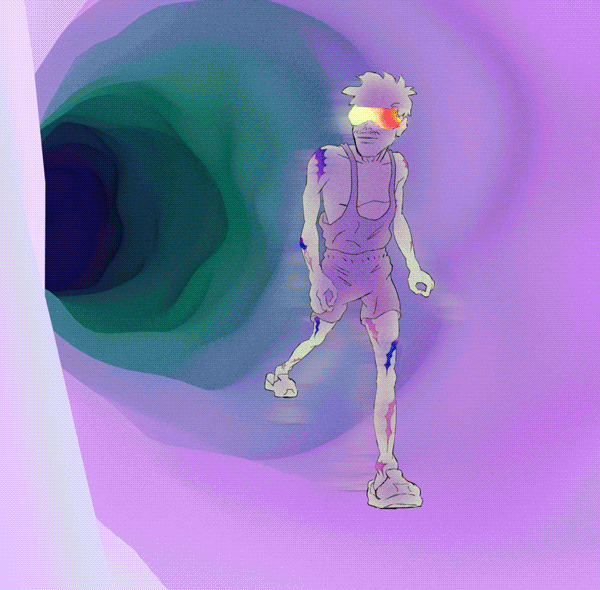 Man Running Inside Vortex GIF