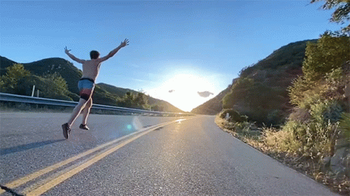 Man Running On Road Freedom GIF