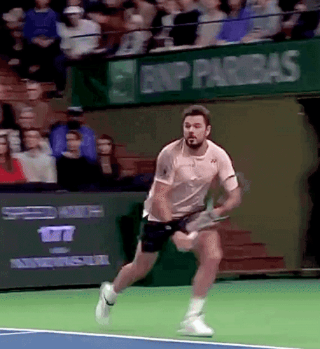 Man Running on Tennis Court BNP Paribas Banner