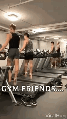 Man Running On Treadmill While Another Watches GIF