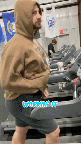 Man Running on Treadmill Workin It