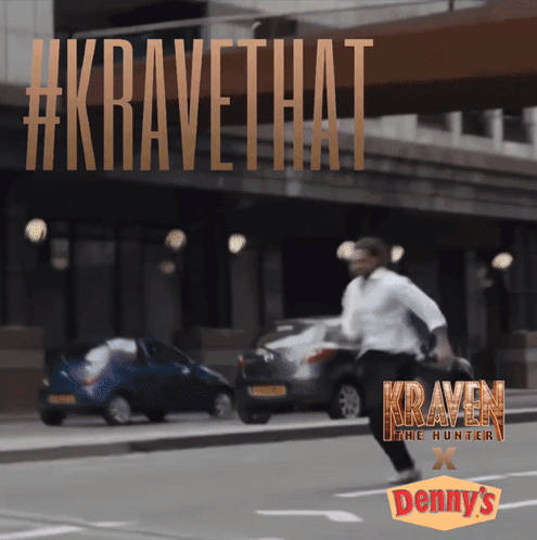 Man Running Past Denny's Logo GIF