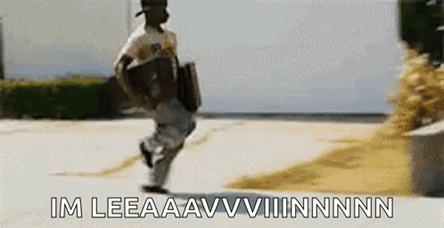 Man Running With Briefcase And Skateboard GIF