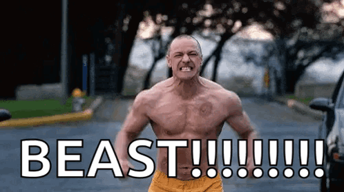 Man Running Without Shirt Behind Beast
