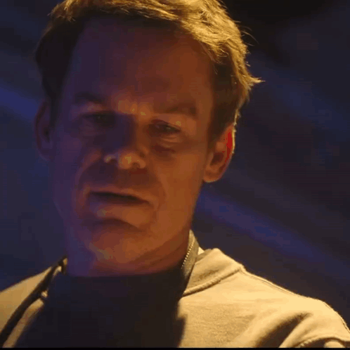 Man's Face Close Up with Blue Light