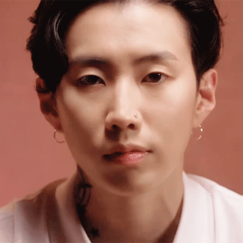 Man's Face Close Up with Nose Ring and Hoop Earrings