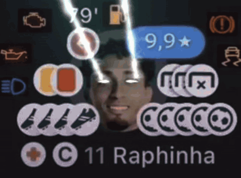 Man's Face Surrounded by Icons Including C11 Raphinha