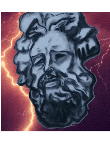 Man's Face with Lightning Behind