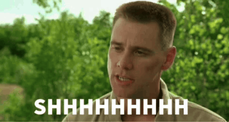 Man's Face With Shhhh Text GIF