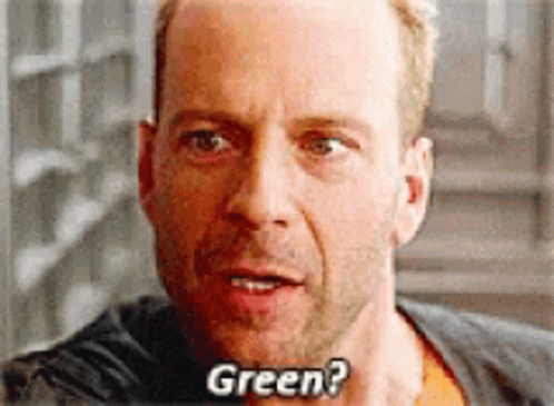 Man's Face with the Word Green