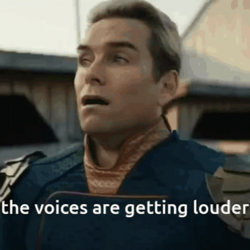 Man's Face With Voices Are Getting Louder