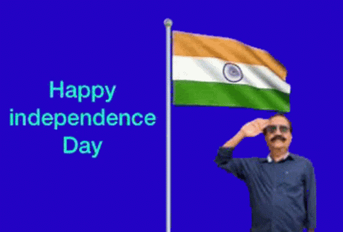 Man Saluting Flag Happy Independence Day