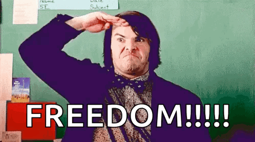 Man Saluting Green Chalkboard Saying Freedom!!!