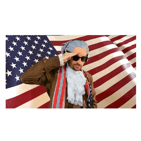 Man Saluting in Front of American Flag