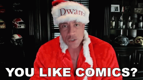Man Santa Hat Robe Says You Like Comics