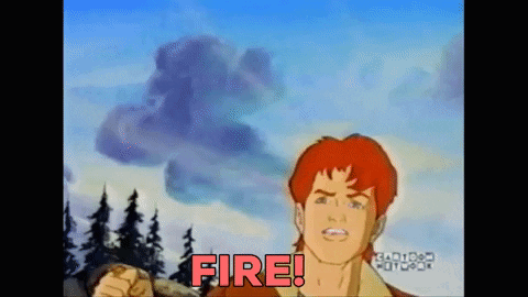 Man Saying Fire in Red