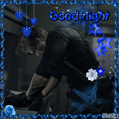 Man Saying Good Night in Blue