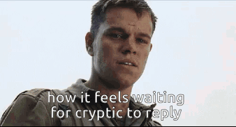 Man Saying How It Feels Waiting for Cryptic to Reply