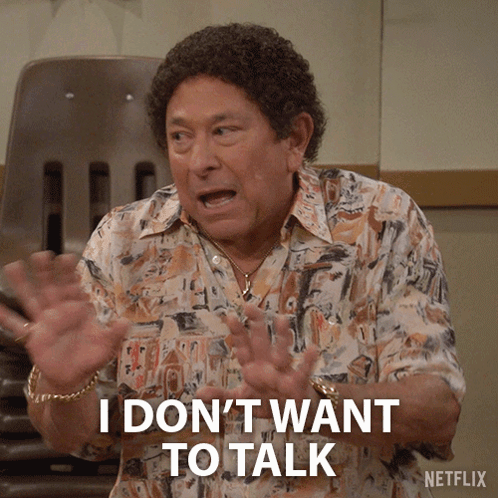 Man Saying I Don't Want to Talk With Hands Out
