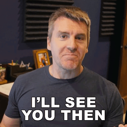 Man Saying I'll See You Then Blue Shirt