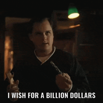 Man Saying I Wish For A Billion Dollars In Dark Room GIF