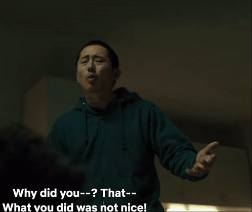 Man Saying It's Not Nice in Dark Room