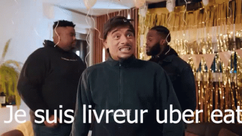 Man Saying Je Suis Uber Eat Delivery