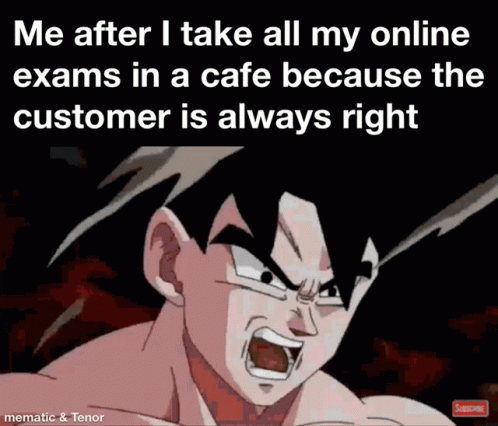 Man Saying Me After I Take All My Online Exams