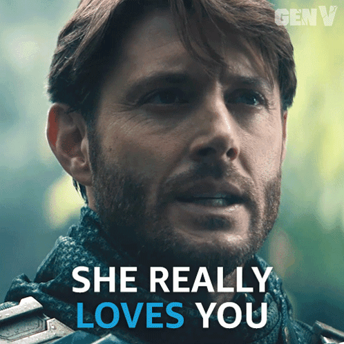 Man Saying She Really Loves You in Blue