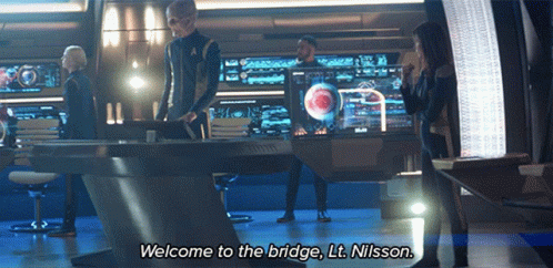 Man Saying Welcome to the Bridge Lt Nilsson