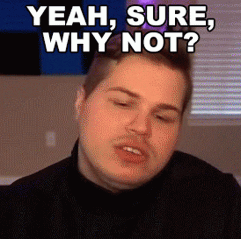 Man Saying Yeah Sure Why Not Looking Down GIF