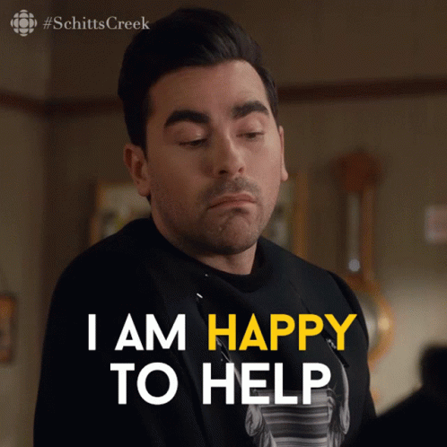 Man Says I Am Happy To Help In Yellow GIF