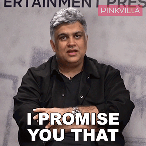Man Says I Promise You That In Front Of Pinkvilla Sign GIF