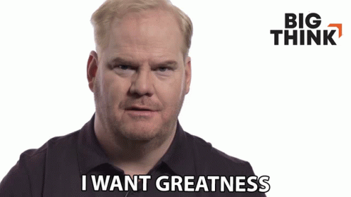 Man Says I Want Greatness in Front of Big Think Ad