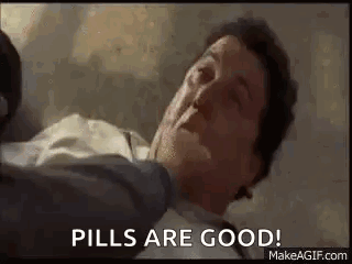 Man Says Pills Are Good, Man Holds Face GIF