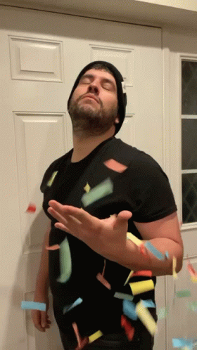 Man Scattered Confetti Celebration Meme GIF